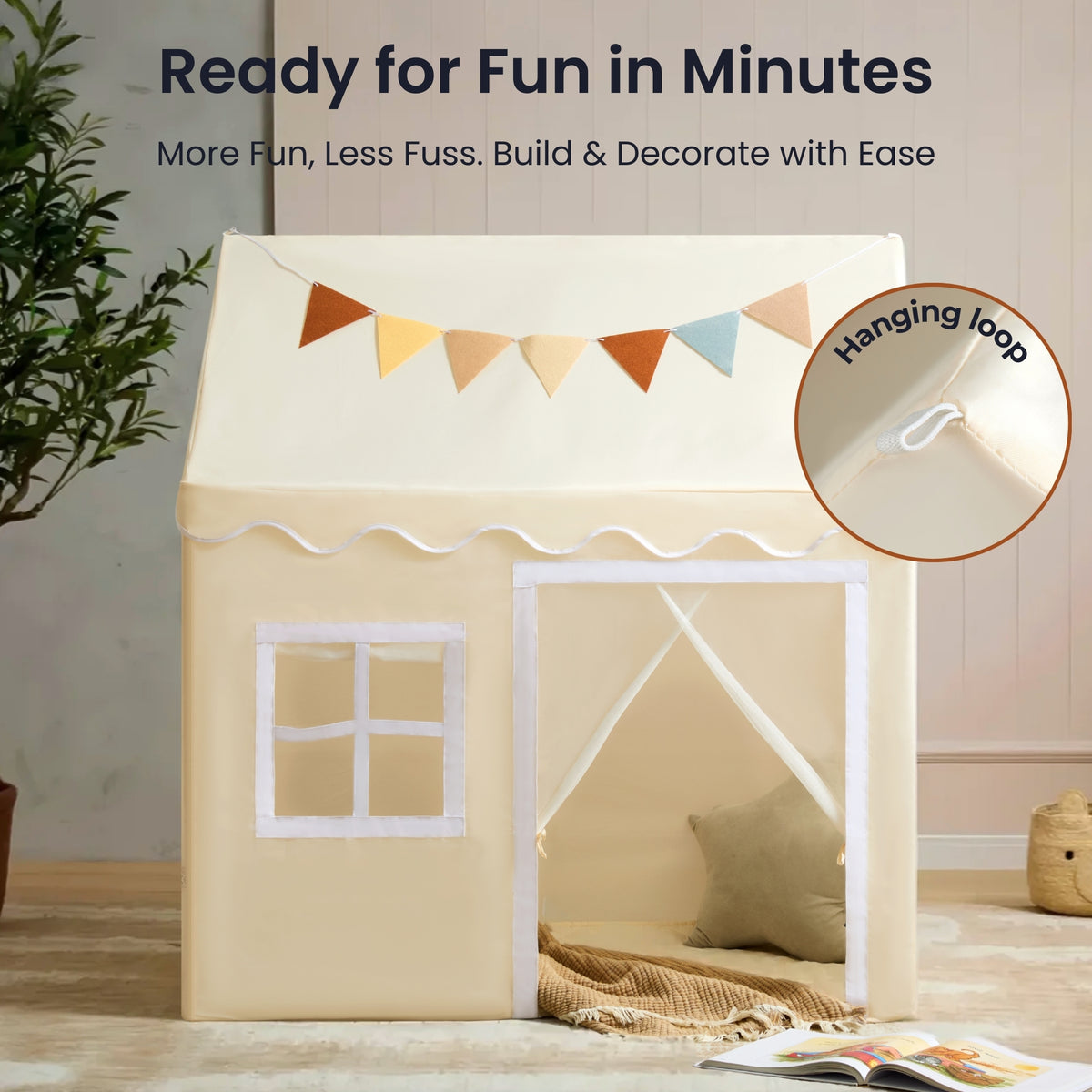 Sweet Citrus Kids Play Tent – White and Blue Indoor Playhouse