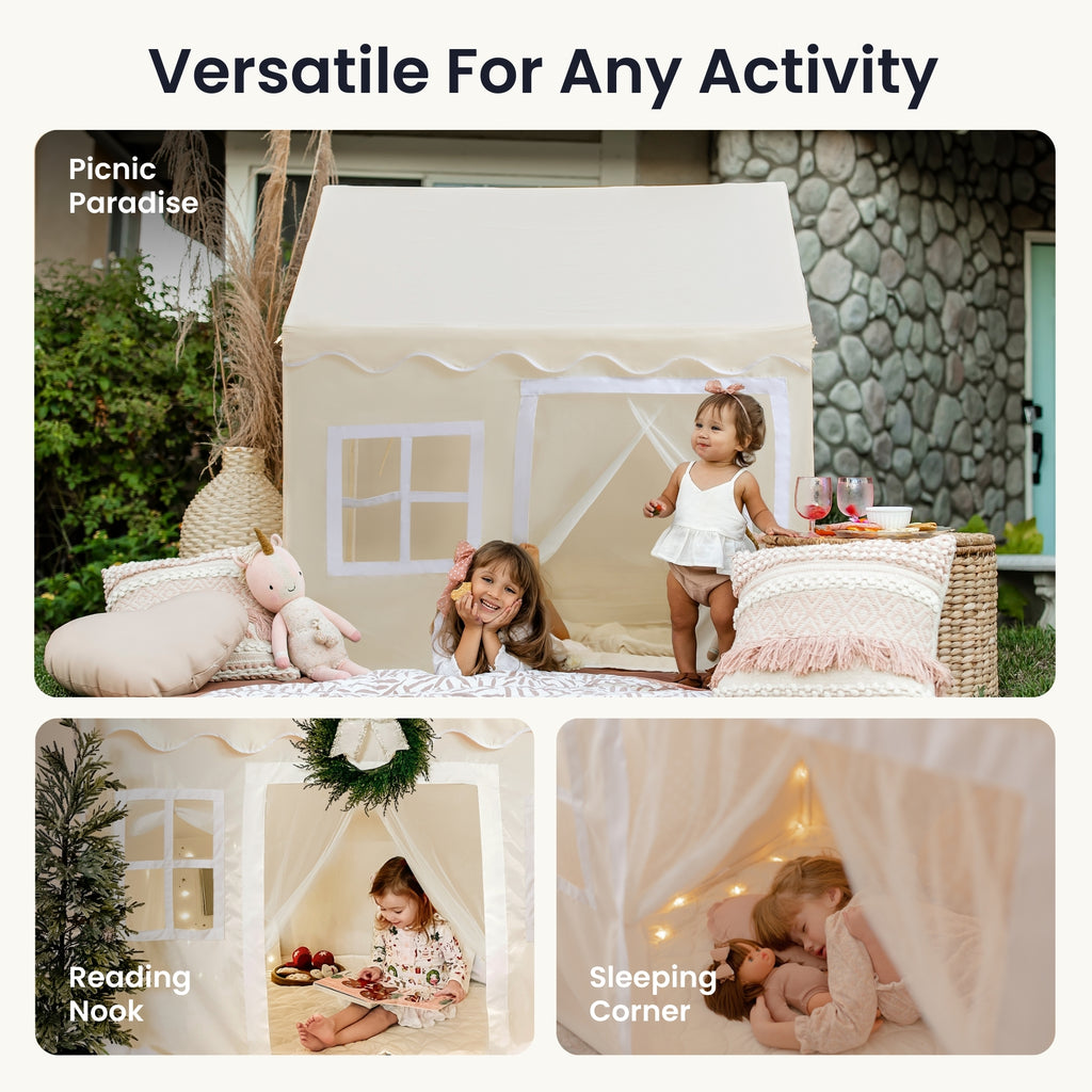 Sweet Citrus Kids Play Tent – White and Blue Indoor Playhouse