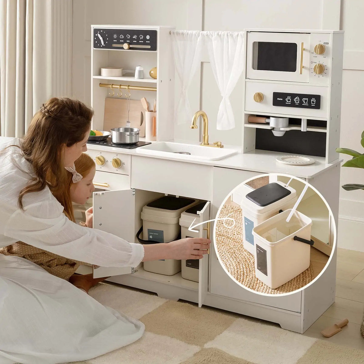Tiny Land® Iconic Aqua Kitchen with Real - Flow Water System - Cream - Tiny Land INC