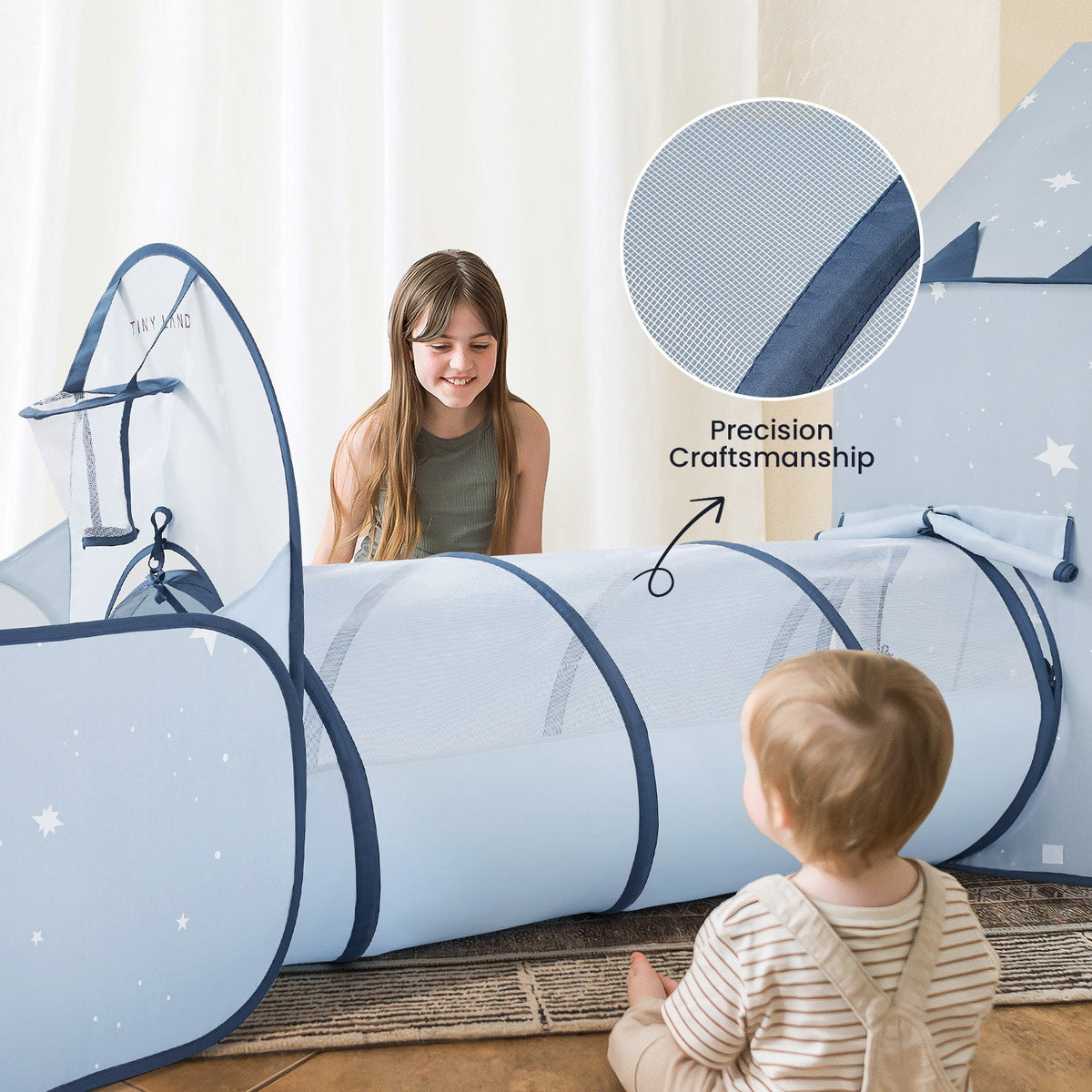 Tiny Land® Compact Adventure 3 - in - 1 Play Tunnel With no Balls - Blue - Tiny Land INC