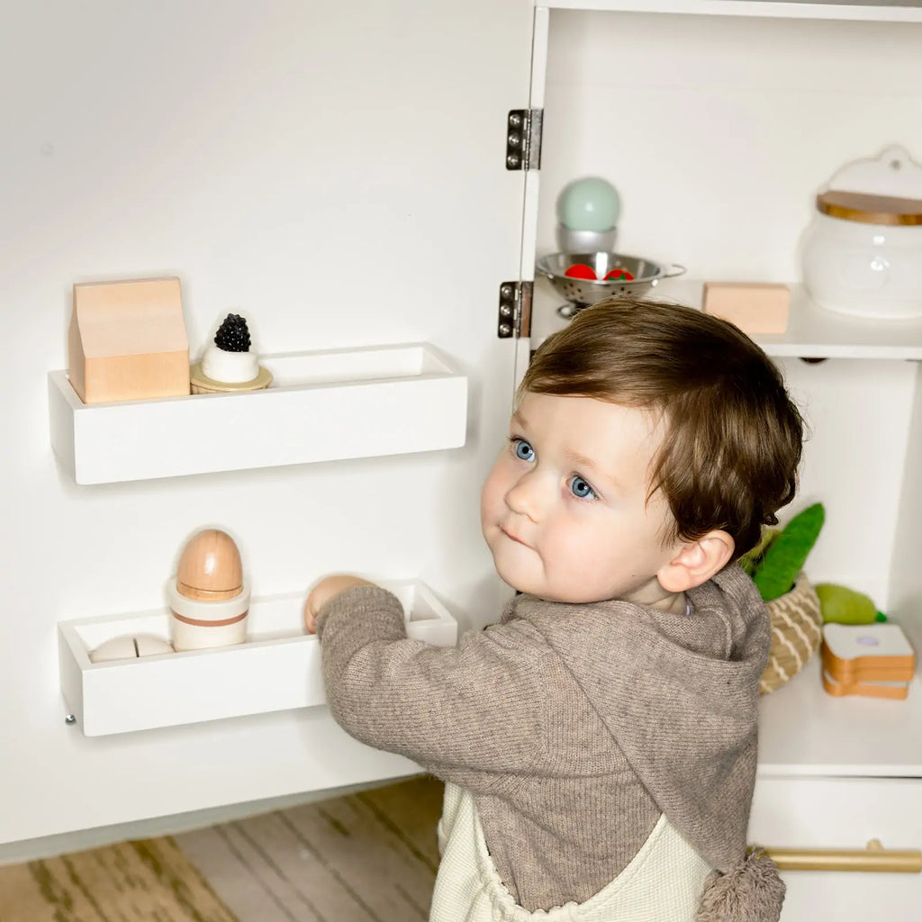 Tiny Land® Premium Play Kitchen & Fridge Set - Cream - Tiny Land INC