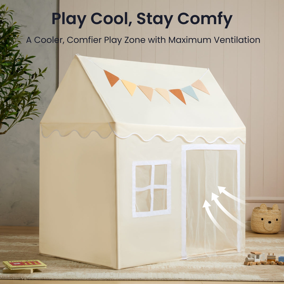 Sweet Citrus Kids Play Tent – White and Blue Indoor Playhouse