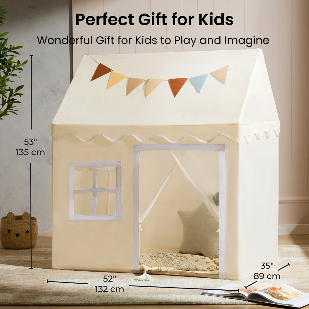 Sweet Citrus Kids Play Tent – White and Blue Indoor Playhouse