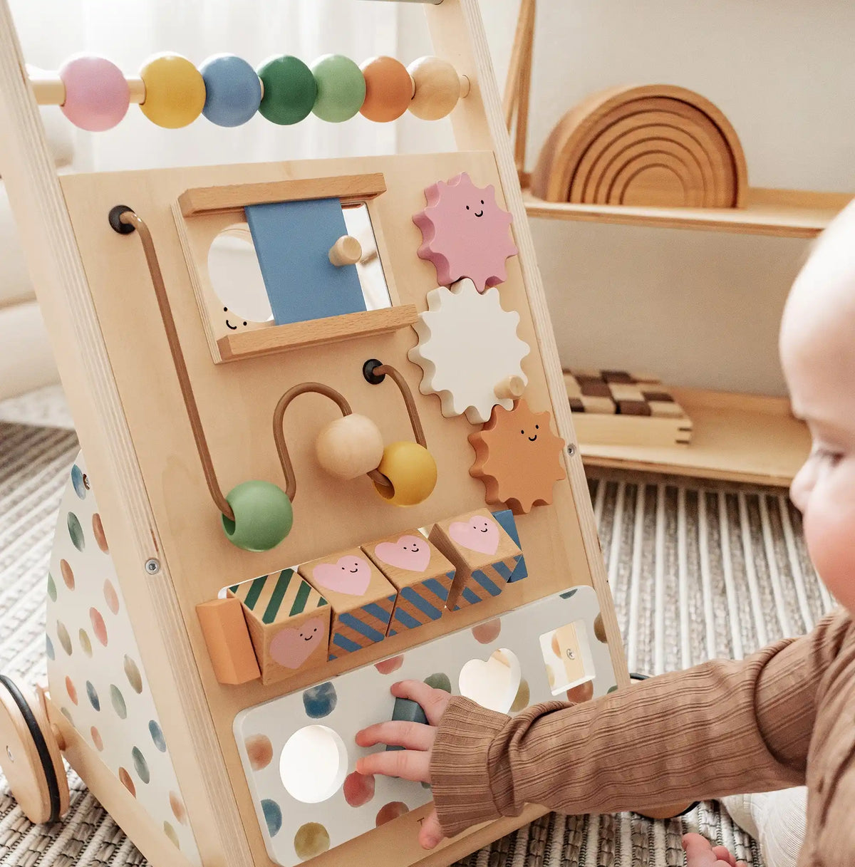 Tiny Land® Versatile Natural Wooden Baby Walker - Tiny Land INC