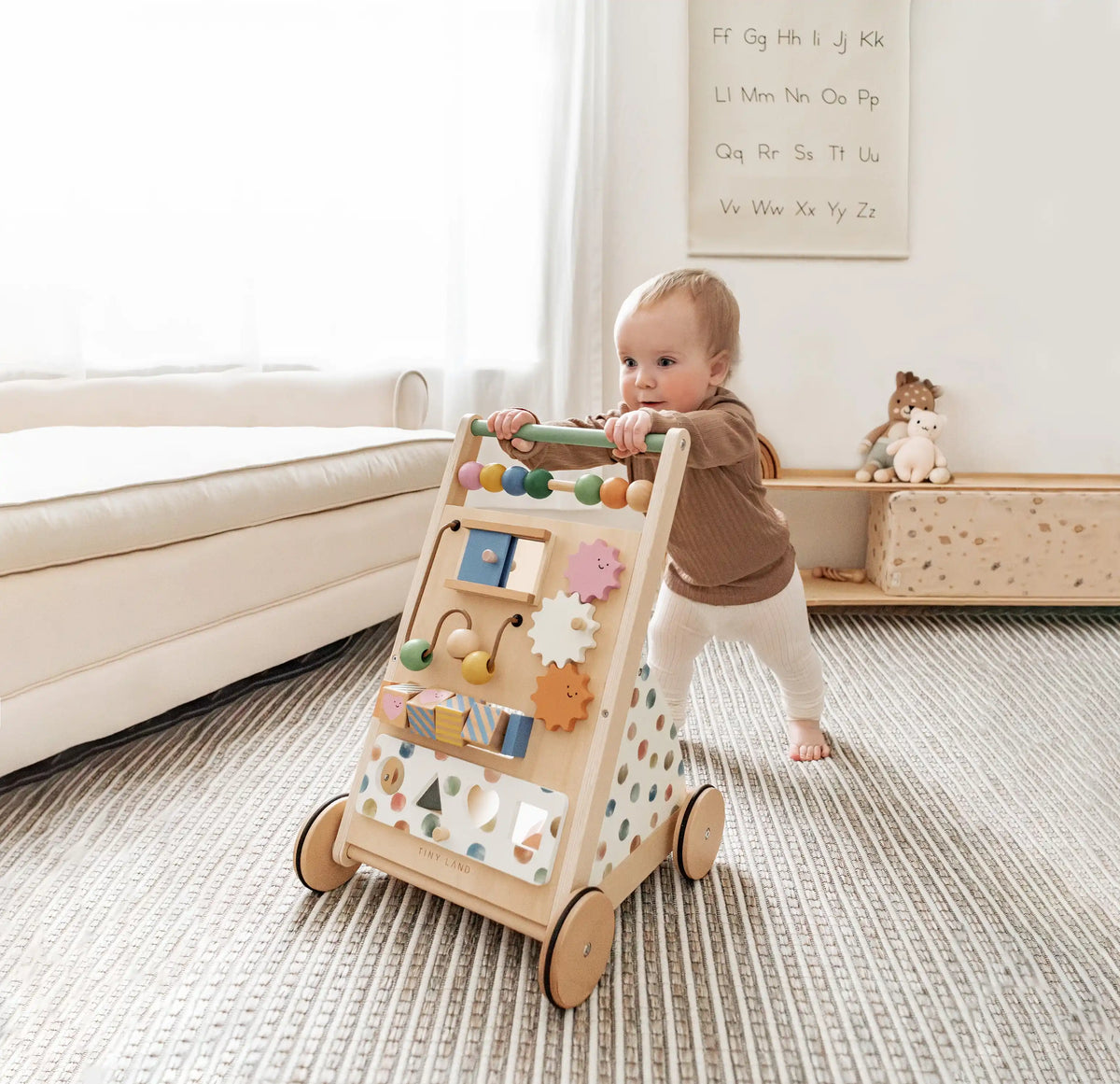 Tiny Land® Versatile Natural Wooden Baby Walker - Tiny Land INC