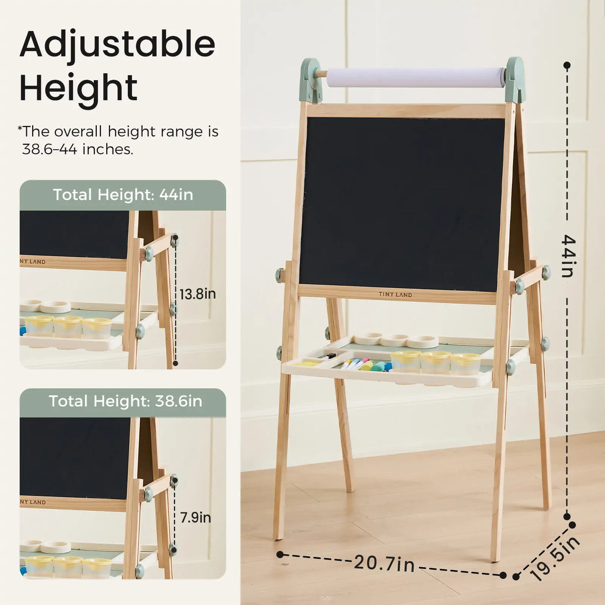 Tiny Land® Magnitales Easel for Kids - Green - Tiny Land INC