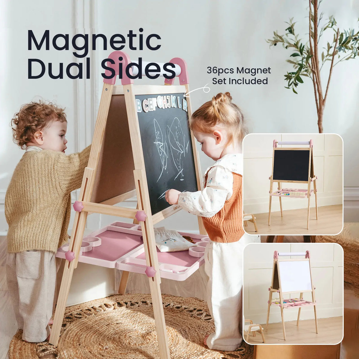 Tiny Land® Magnitales Easel for Kids - Pink - Tiny Land INC