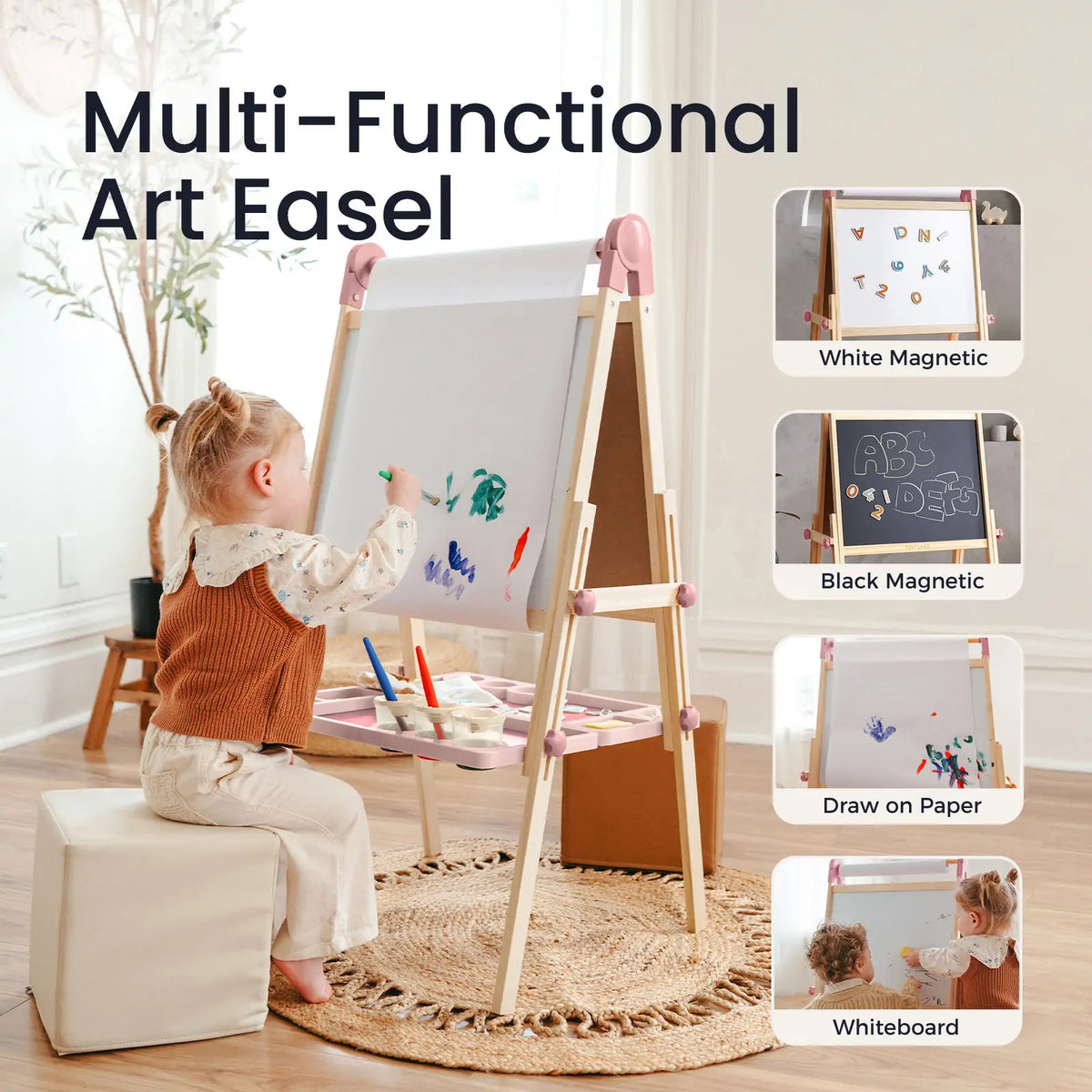 Tiny Land® Magnitales Easel for Kids - Pink - Tiny Land INC