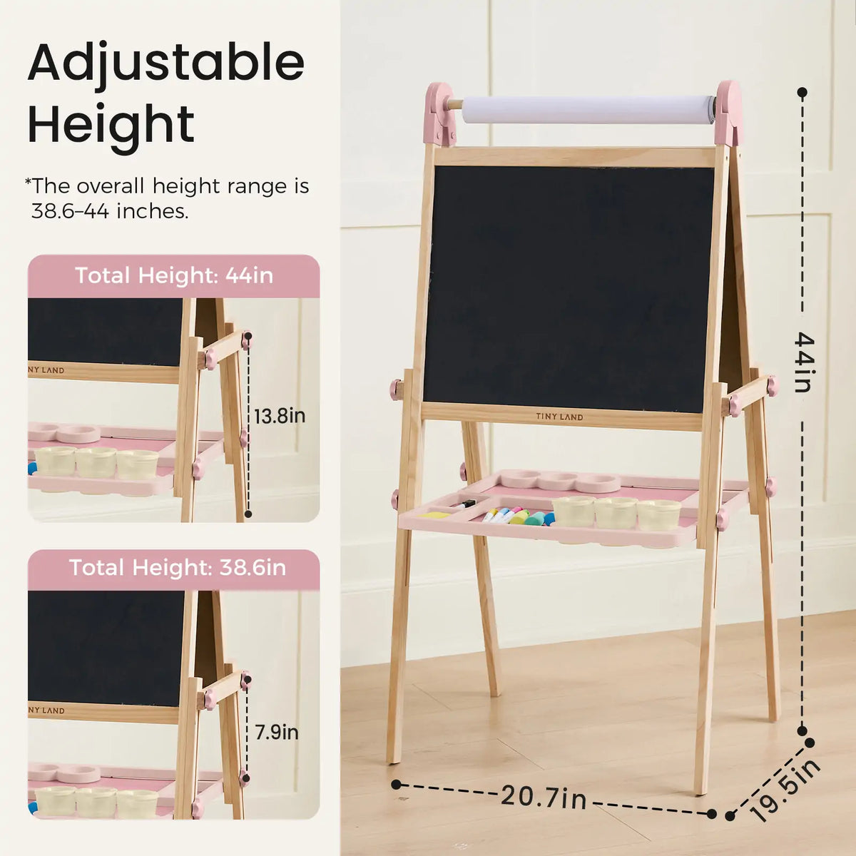 Tiny Land® Magnitales Easel for Kids - Pink - Tiny Land INC