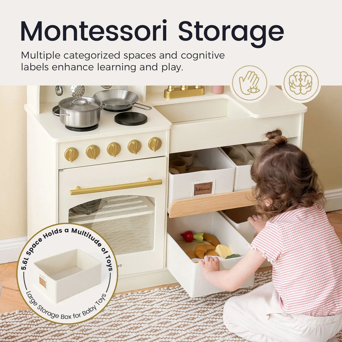 Tiny Land® Serenity Play Kitchen - Cream - Tiny Land INC
