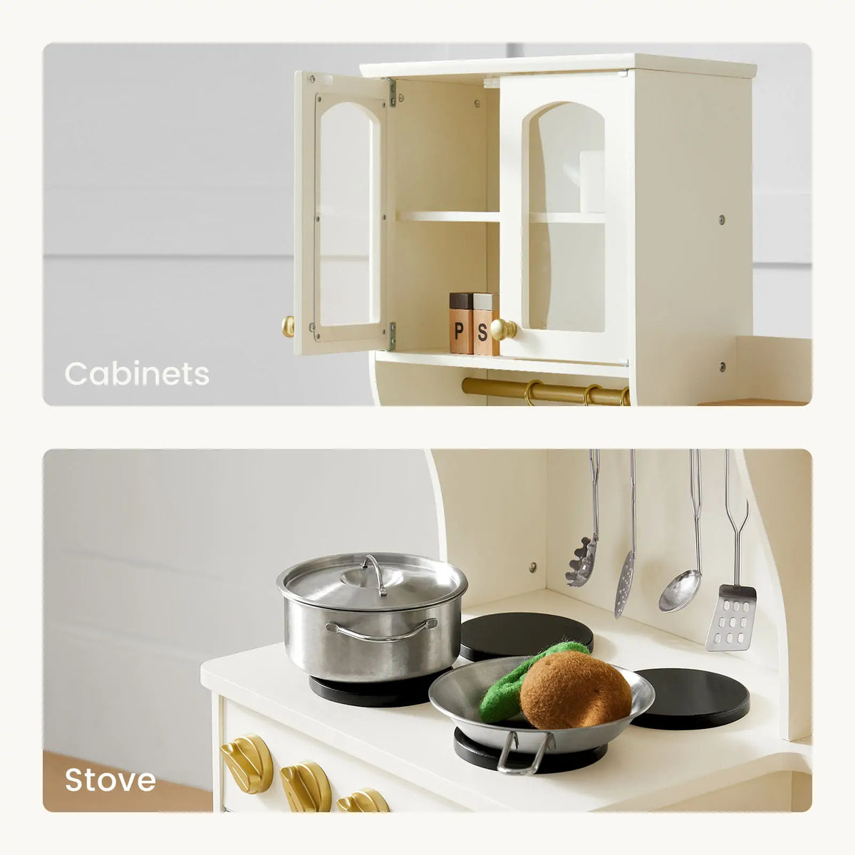 Tiny Land® Serenity Kitchen & Fridge Set - Cream - Tiny Land INC