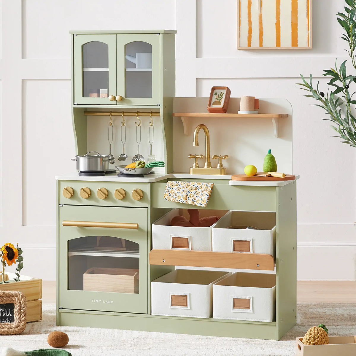 Tiny Land® Serenity Play Kitchen - Sage Green - Tiny Land INC