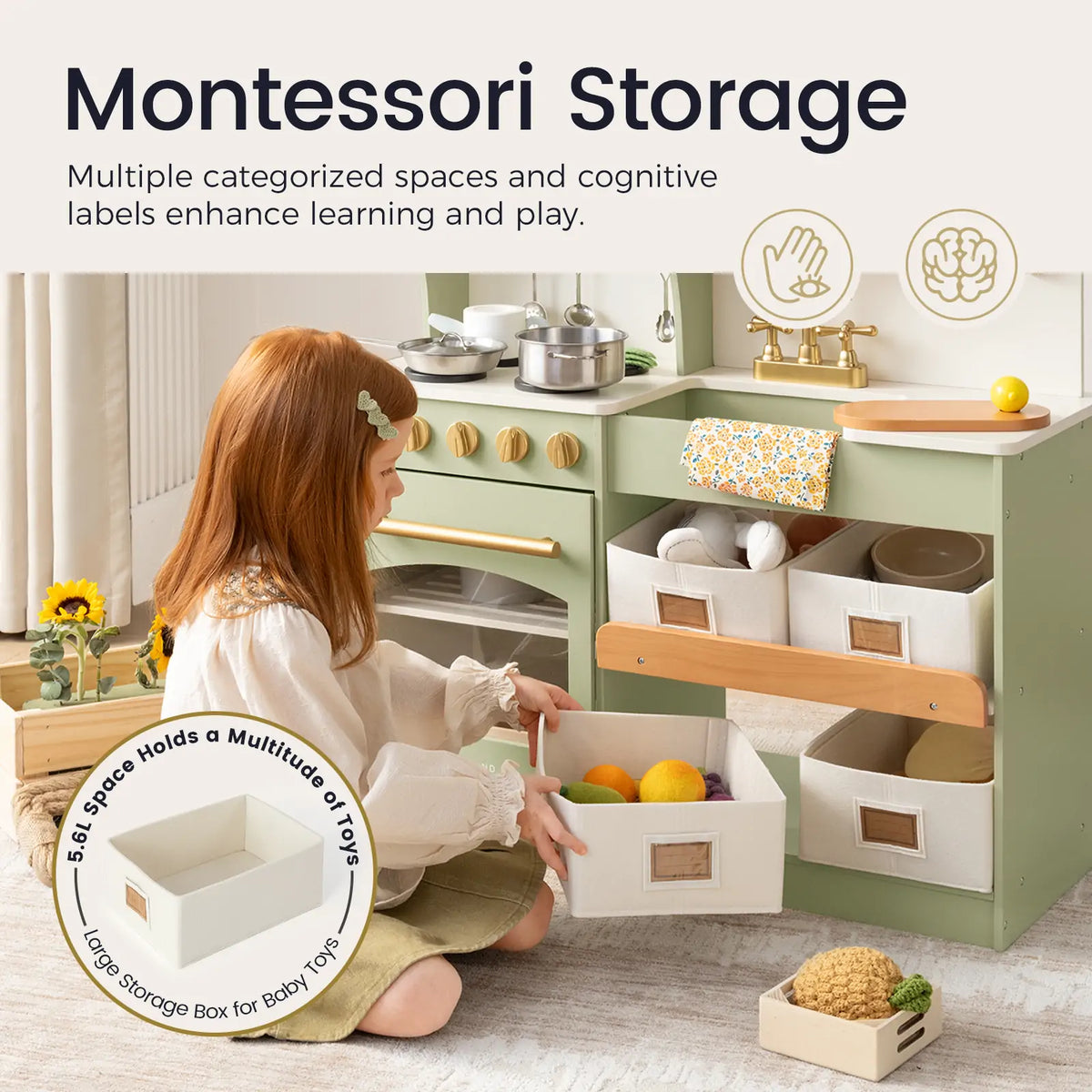 Tiny Land® Serenity Play Kitchen - Sage Green - Tiny Land INC