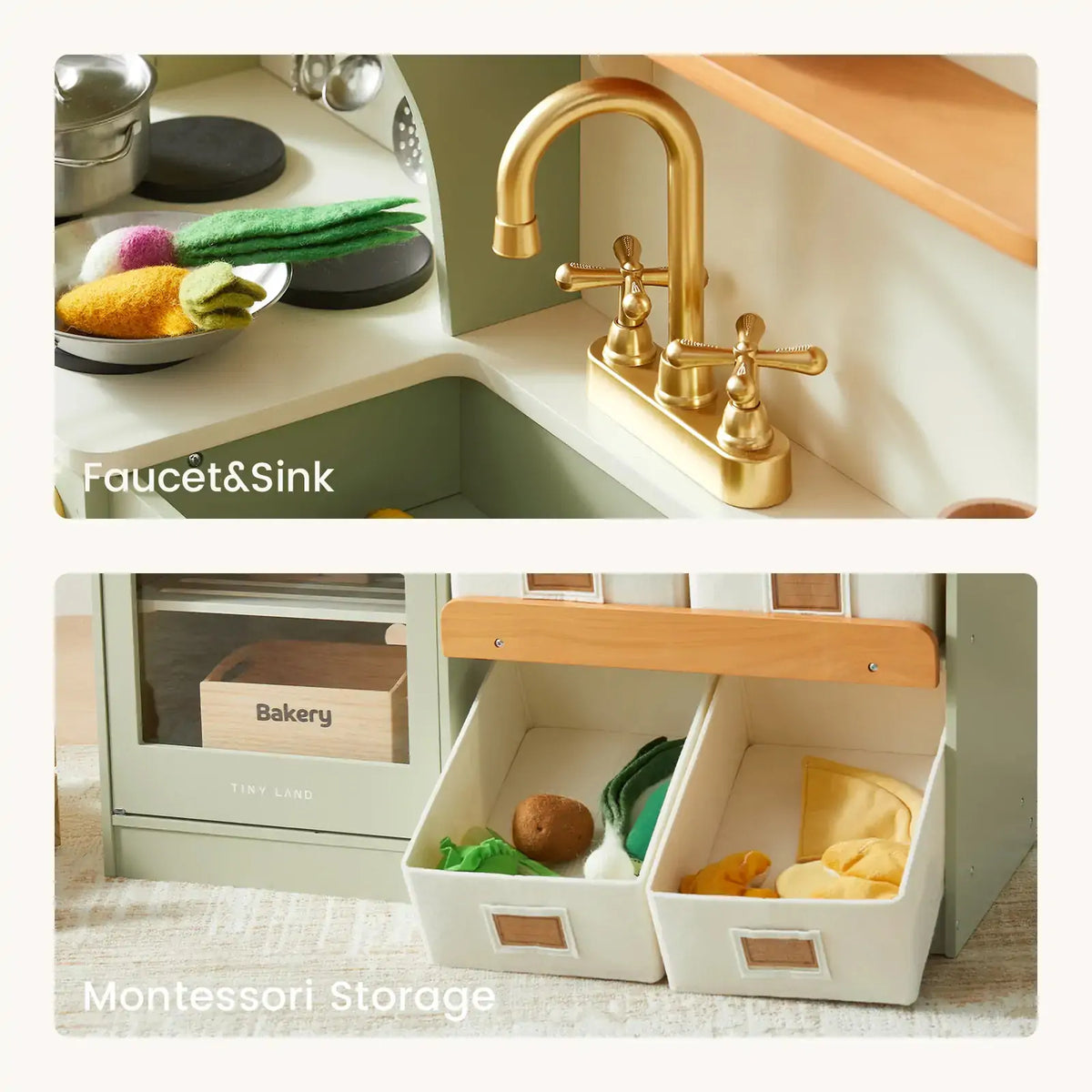 Tiny Land® Serenity Play Kitchen - Sage Green - Tiny Land INC