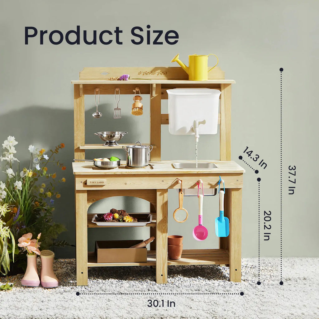 Tiny Land® Mud Kitchen - DuoPlay Outdoor Play Kitchen for Kids - Tiny Land INC