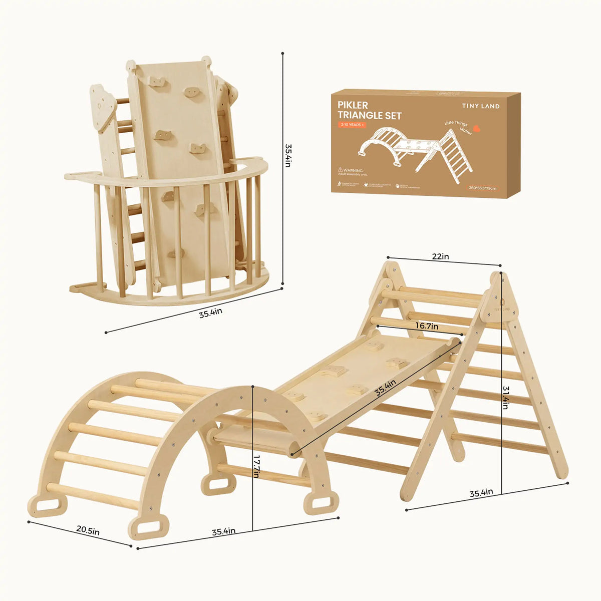 Tiny Land® 7 - in - 1 Montessori Climbing Set with Play Pad - Tiny Land INC