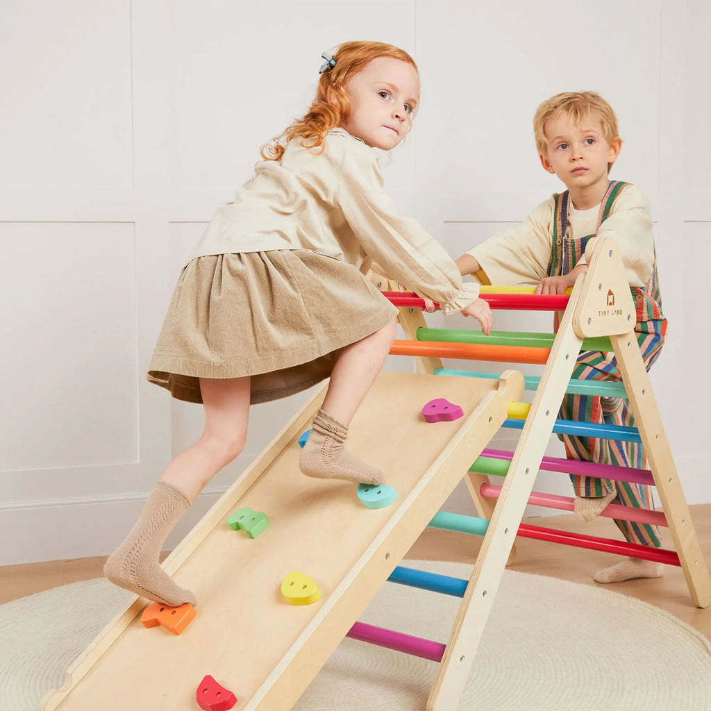 Tiny Land® 7 - in - 1 Rainbow Climbing Set with Play Pad - Tiny Land INC