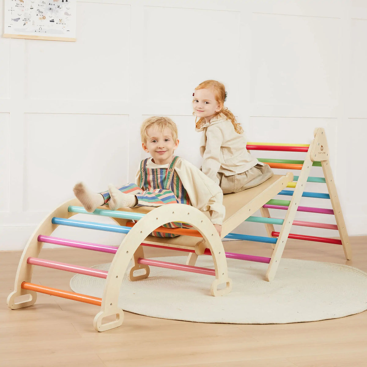 Tiny Land® 7 - in - 1 Rainbow Climbing Set with Play Pad - Tiny Land INC