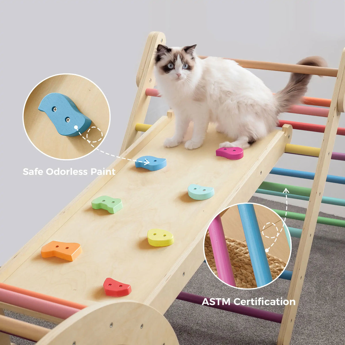 Tiny Land® 7 - in - 1 Rainbow Climbing Set with Play Pad - Tiny Land INC