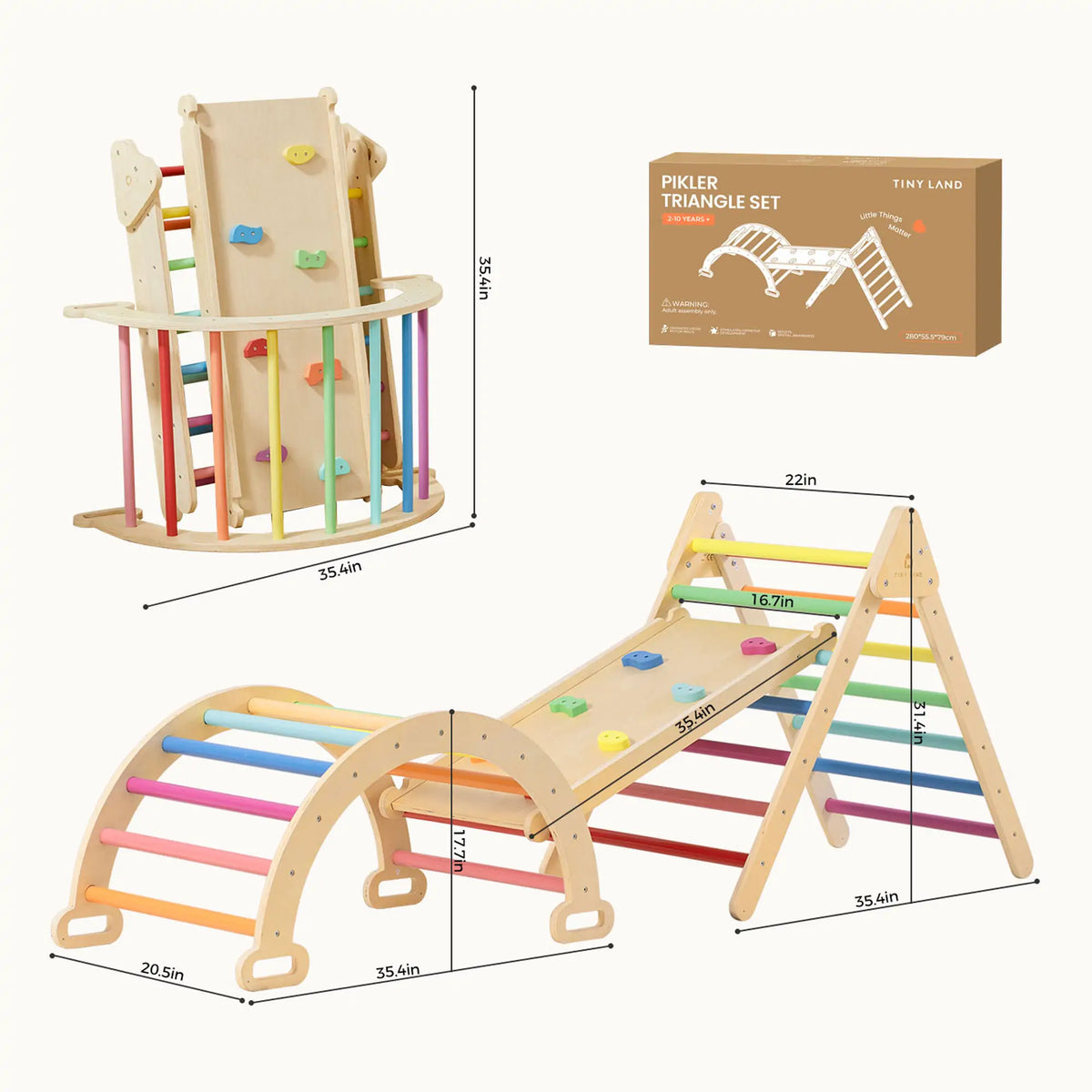 Tiny Land® 7 - in - 1 Rainbow Climbing Set with Play Pad - Tiny Land INC