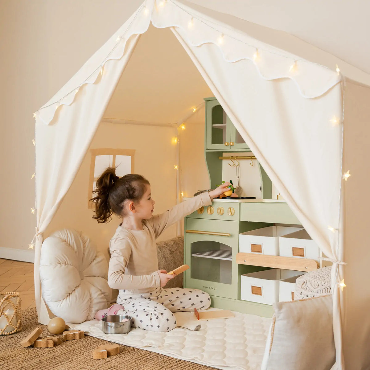 Tiny Land® Large Cozy Tent with Star Lights - Tiny Land INC