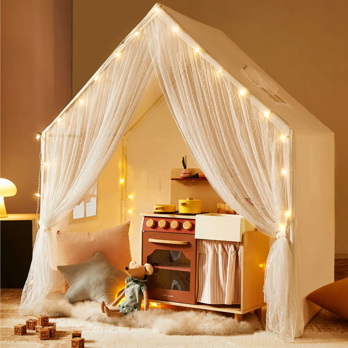 Tiny Land® Large Space Play House with Star Lights - Tiny Land INC