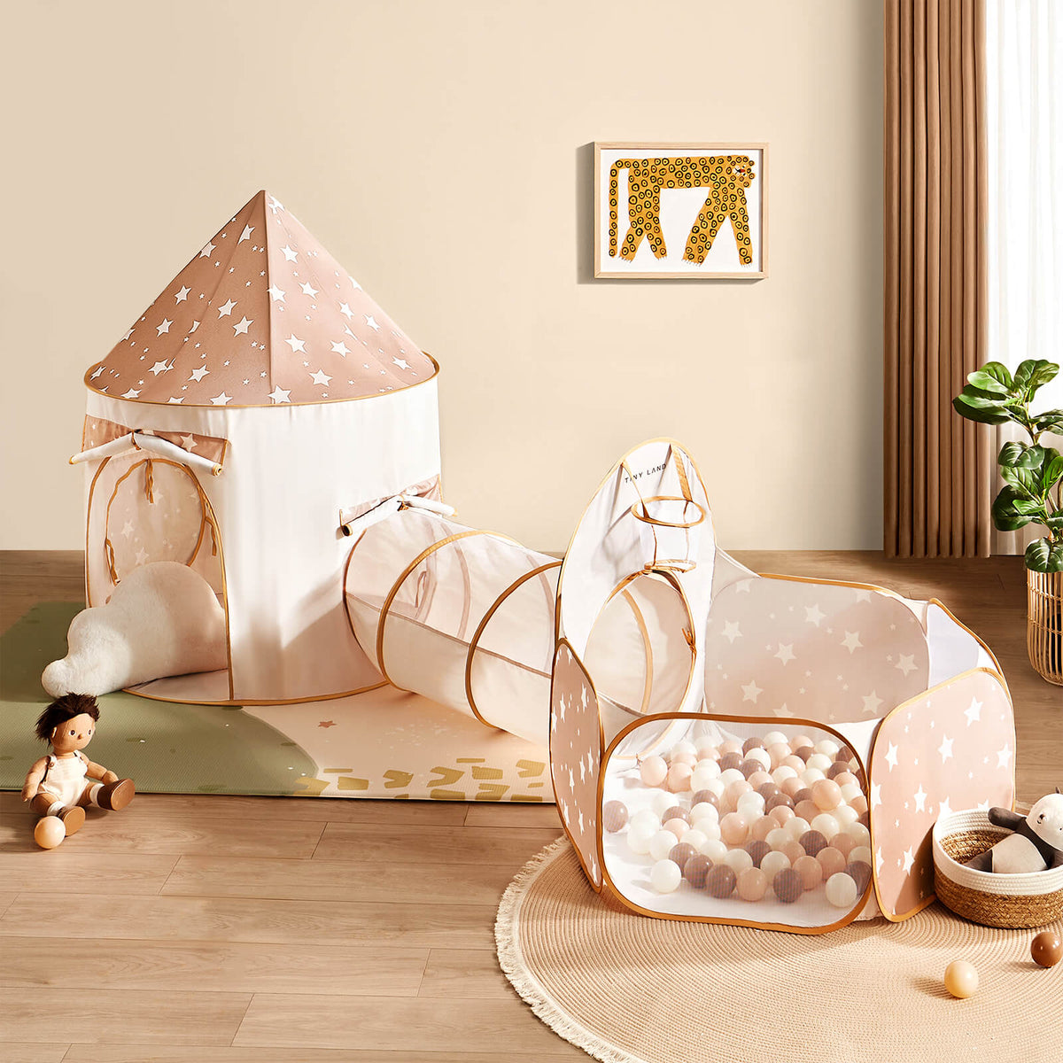 Tiny Land® Compact Adventure 3 - in - 1 Play Tunnel With no Balls - Tiny Land INC