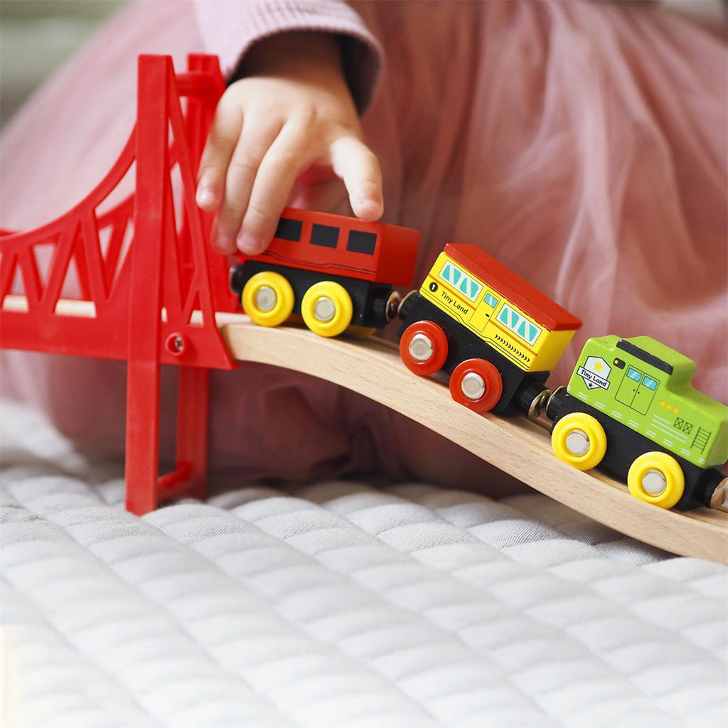 Tiny Land® Wooden Train Set 110 Pcs - Tiny Land INC