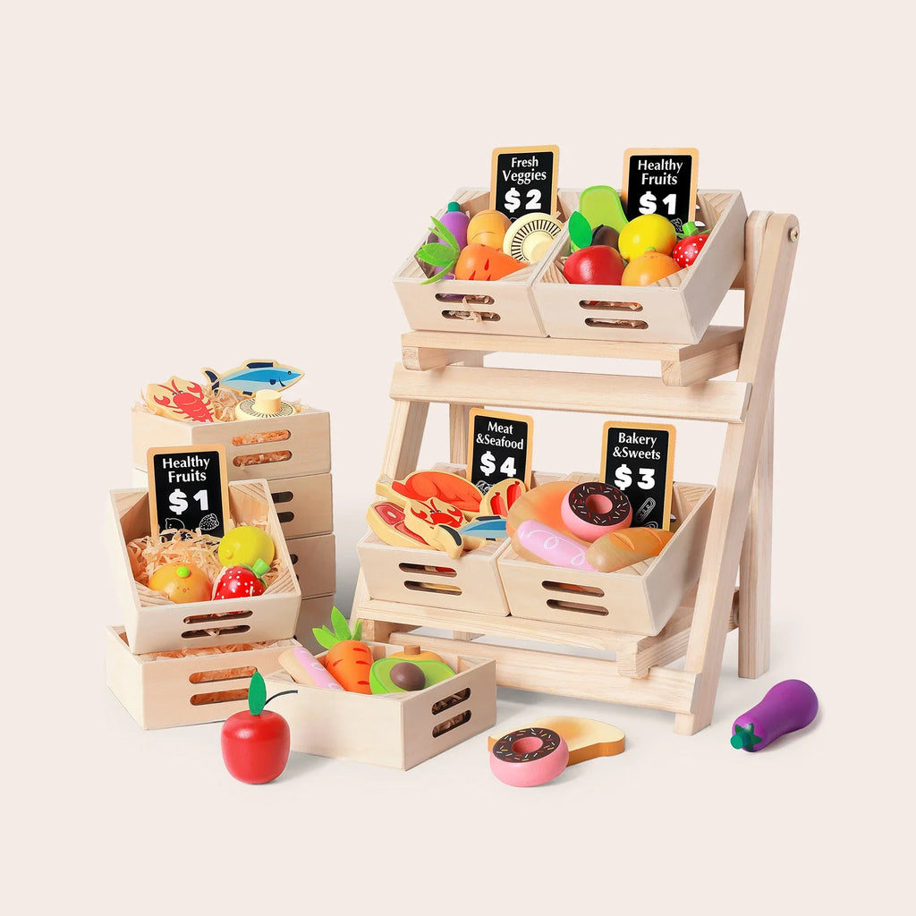 Tiny Land® Wooden Play Food For Kitchen with NO rack - Tiny Land INC