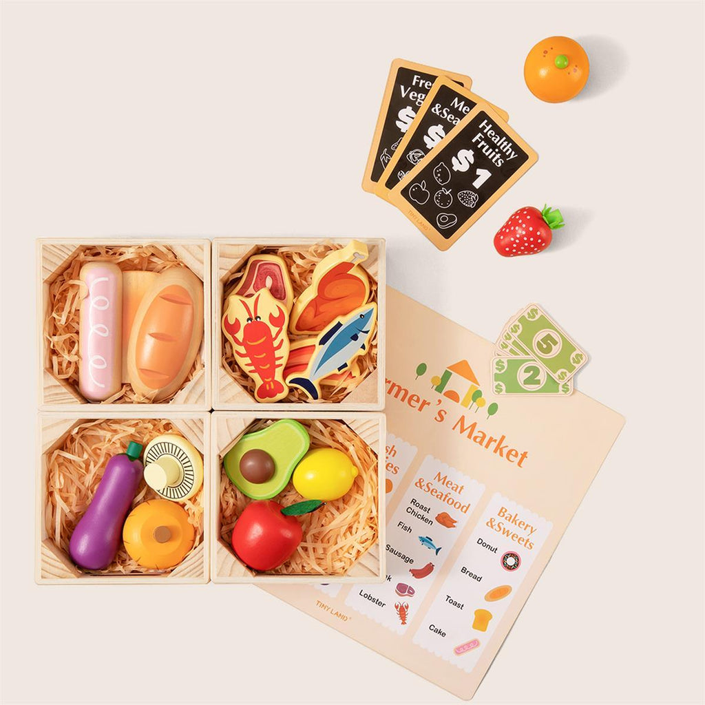 Tiny Land® Wooden Play Food For Kitchen with NO rack - Tiny Land INC