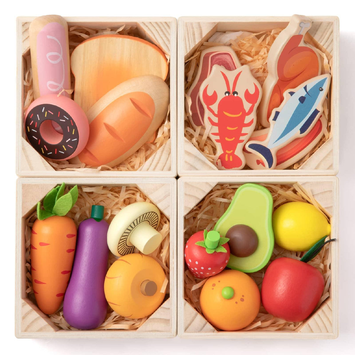 Tiny Land® Wooden Play Food For Kitchen with NO rack - Tiny Land INC