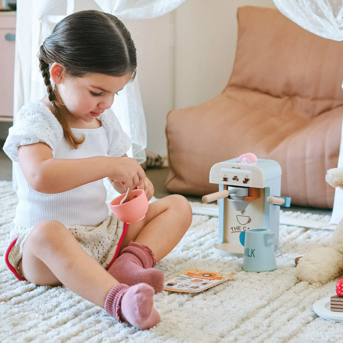 Tiny Land® Wooden Kids Play Coffee Maker Set - Tiny Land INC